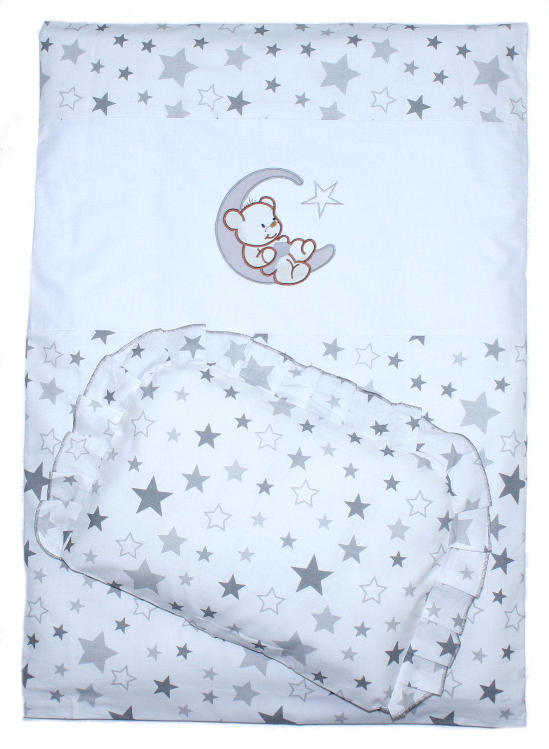 2- 4tlg Kinderwagenset - Bärchen Mond - Star Hell - Bettwäsche für Kinderwagen Bezüge Decke Kissen