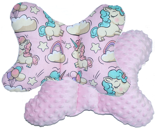Schmetterling Kissen - Einhorn+Rosa- für Kinderwagen Reisekissen Babykissen