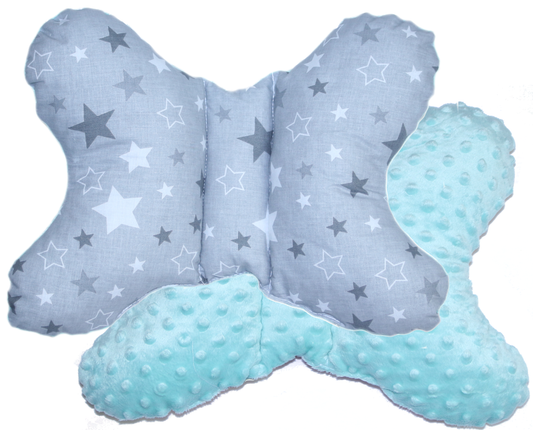 Schmetterling Kissen - Star Dunkel+Minze- für Kinderwagen Reisekissen Babykissen