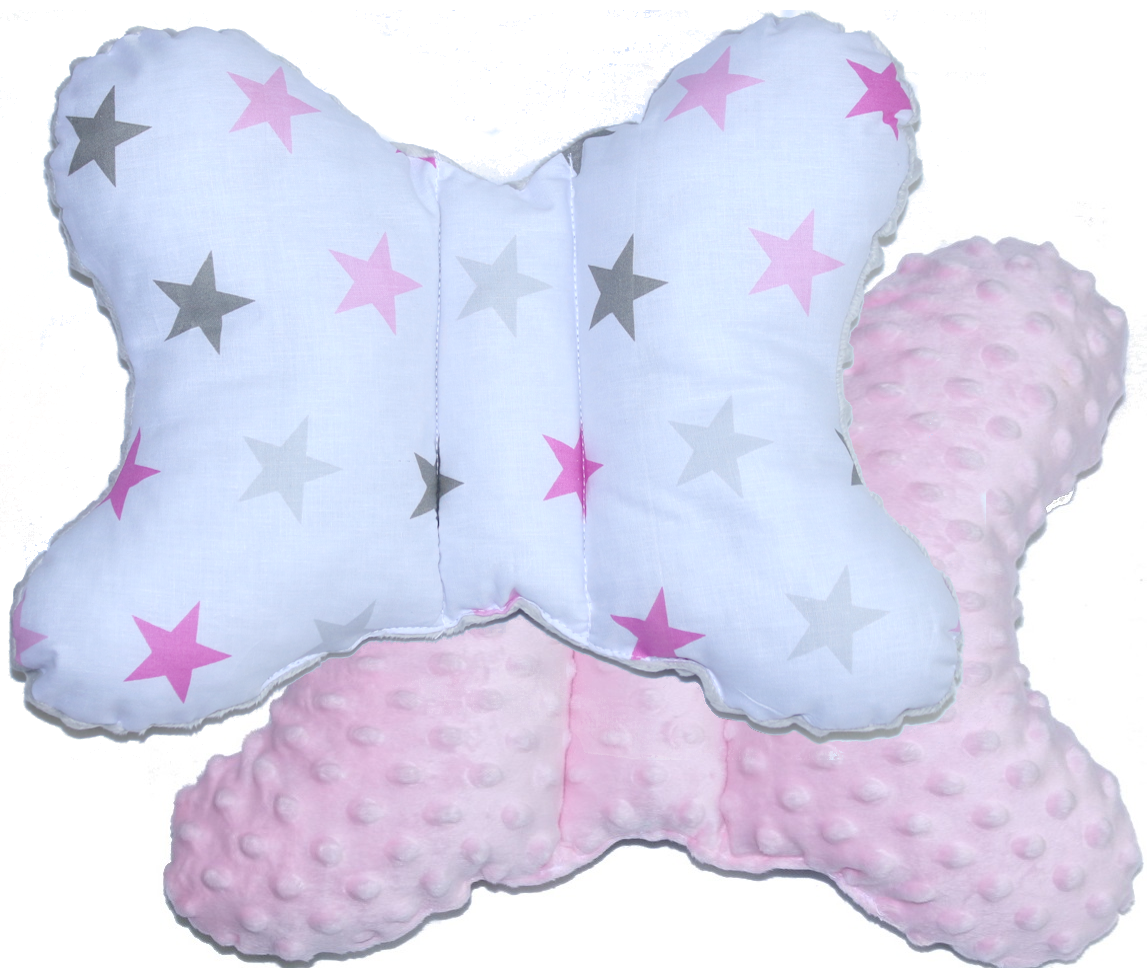 Schmetterling Kissen - Star Rosa+Rosa- für Kinderwagen Reisekissen Babykissen