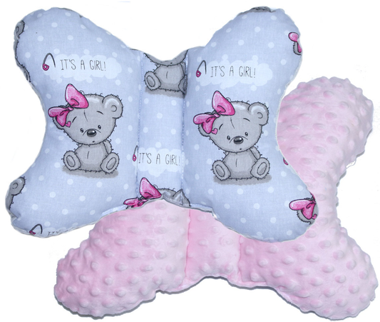 Schmetterling Kissen - Girl+Rosa- für Kinderwagen Reisekissen Babykissen