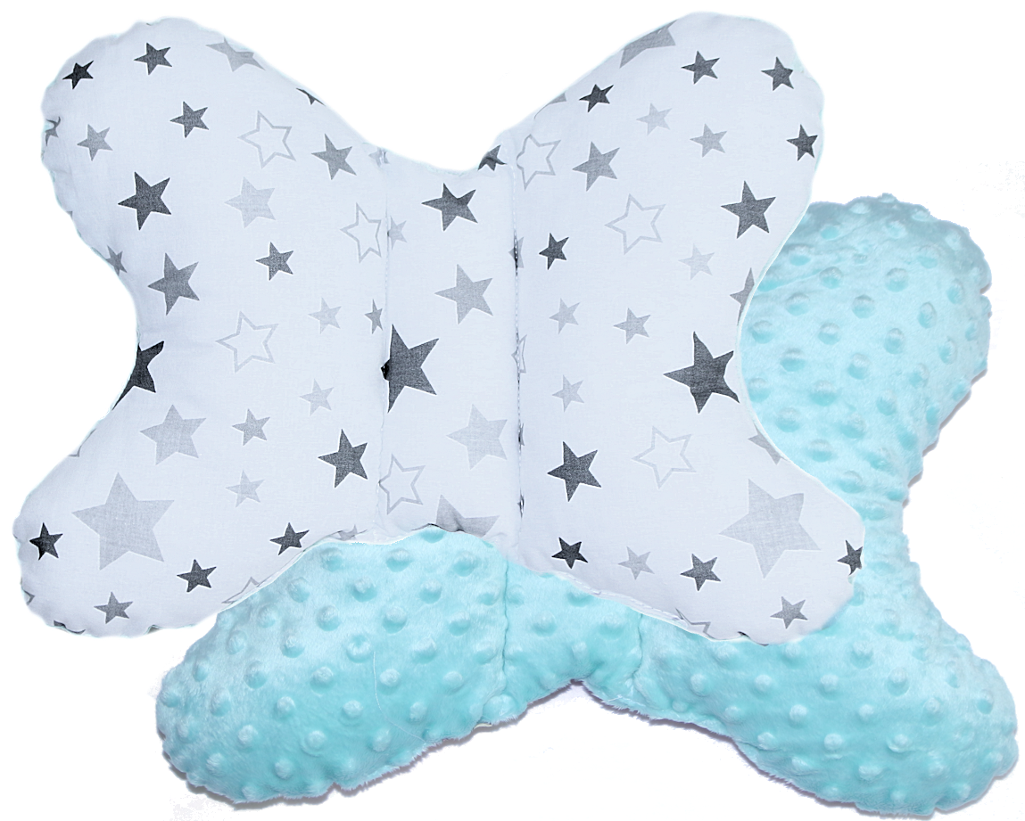 Schmetterling Kissen - Star Hell+Minze- für Kinderwagen Reisekissen Babykissen