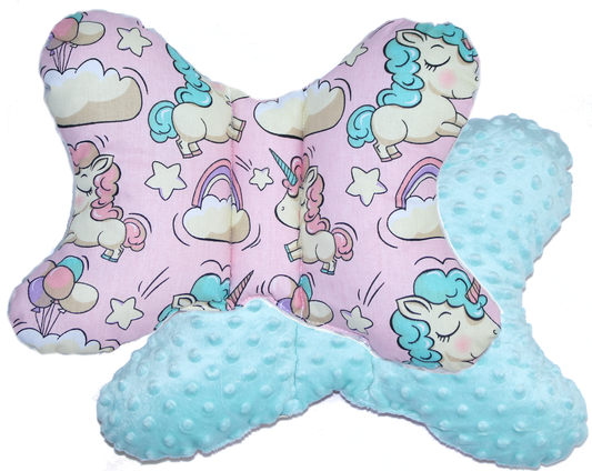 Schmetterling Kissen - Einhorn+Minze- für Kinderwagen Reisekissen Babykissen
