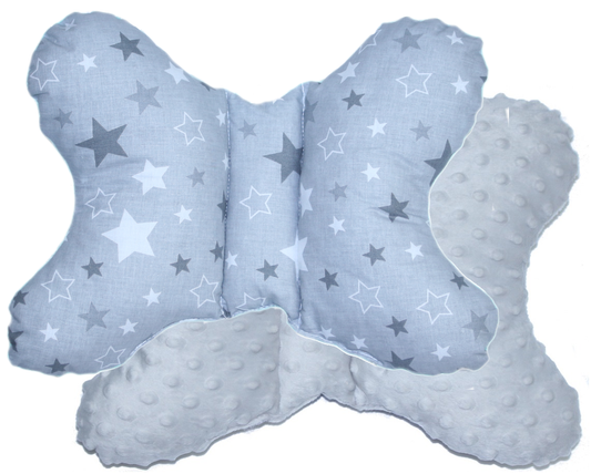 Schmetterling Kissen - Star Dunkel+Grau- für Kinderwagen Reisekissen Babykissen