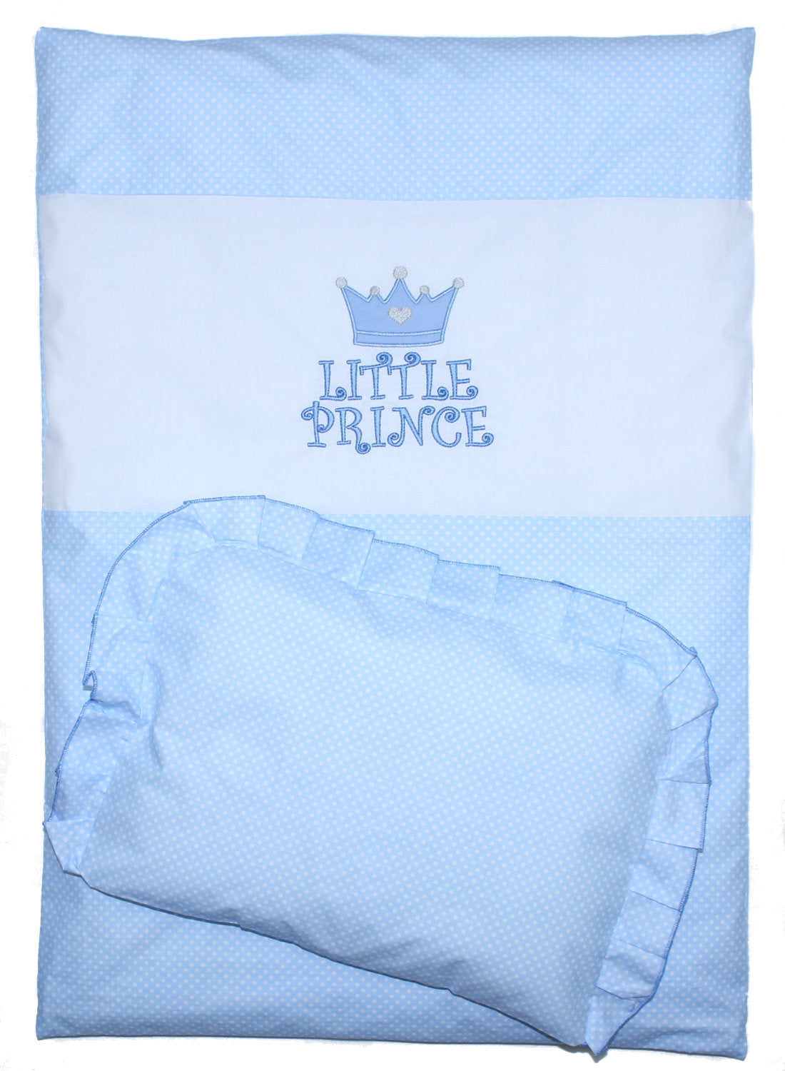 2- 4tlg Kinderwagenset - Prince - Punkten Blau - Bettwäsche für Kinderwagen Bezüge Decke Kissen