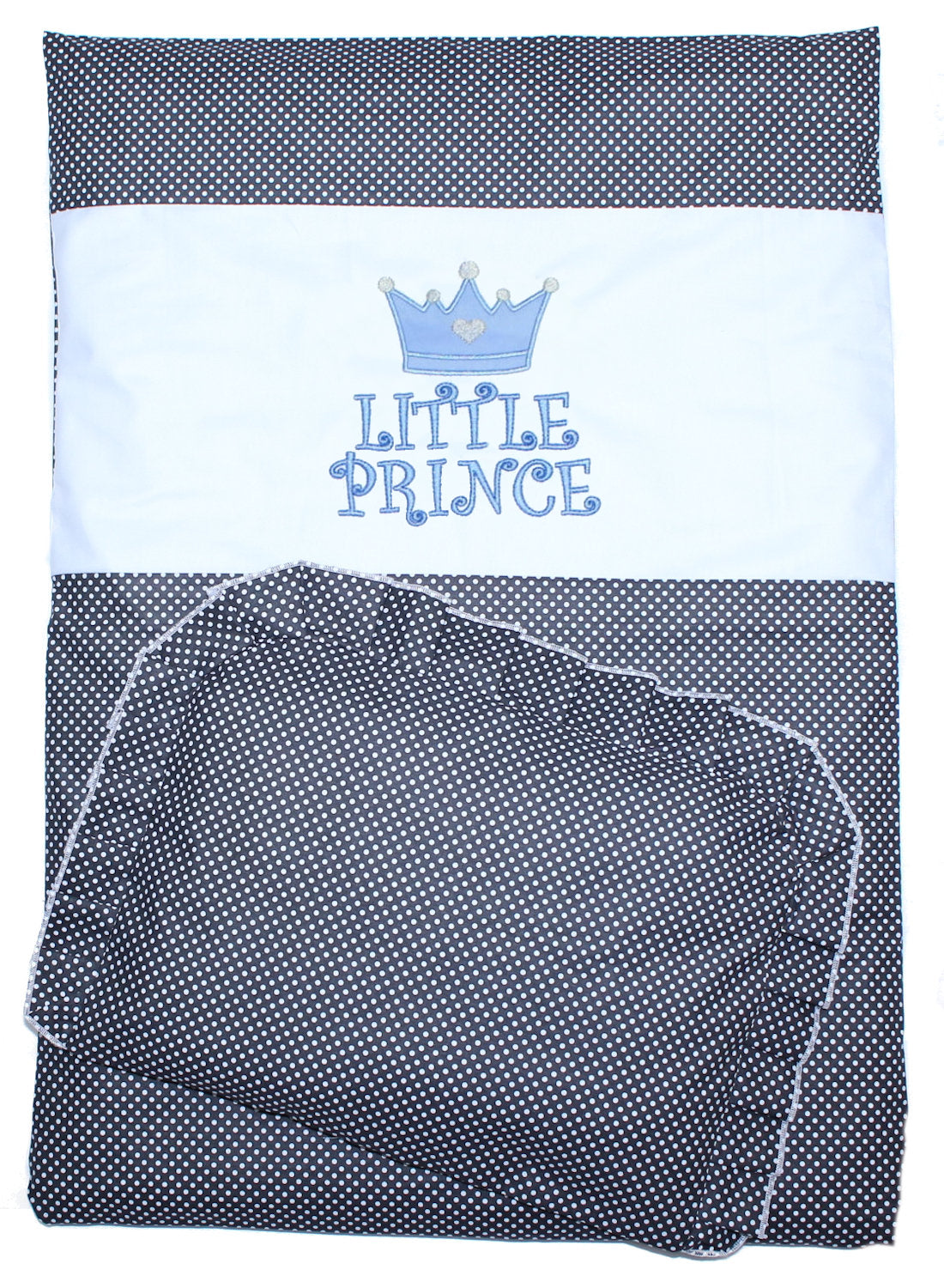 2- 4tlg Kinderwagenset - Prince - Punkten Schwarz - Bettwäsche für Kinderwagen Bezüge Decke Kissen