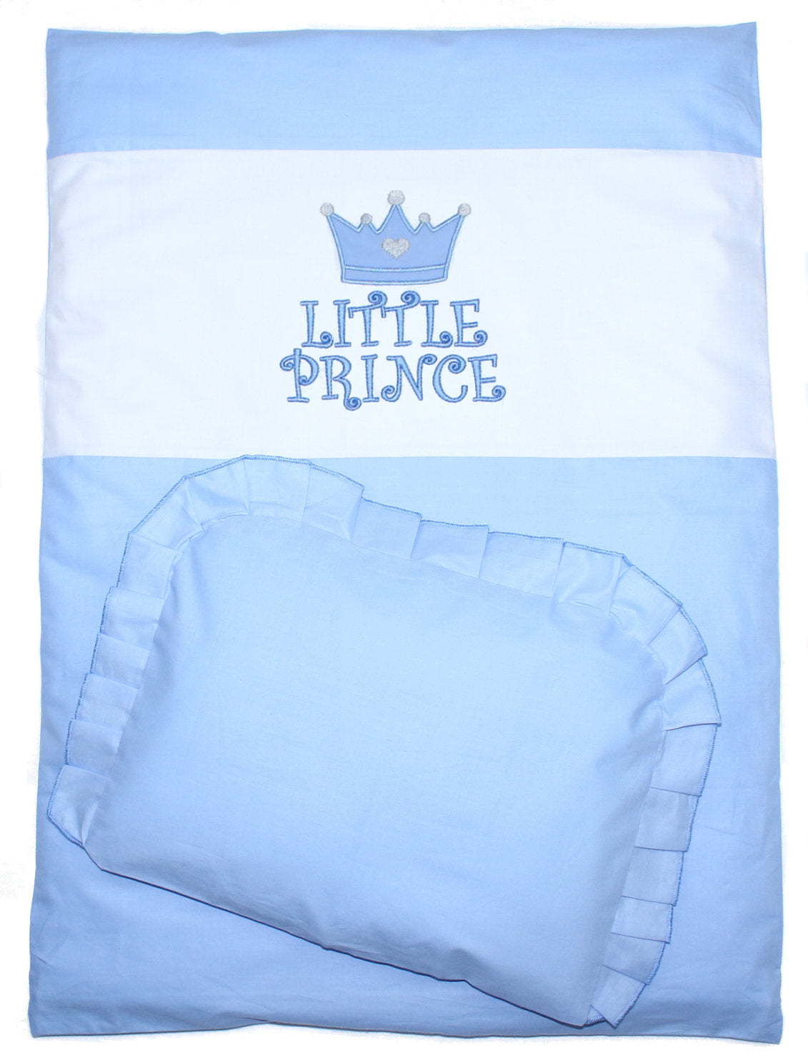 2-4 tlg Kinderwagenset - Prince - Blau - Bettwäsche für Kinderwagen Bezüge Decke Kissen