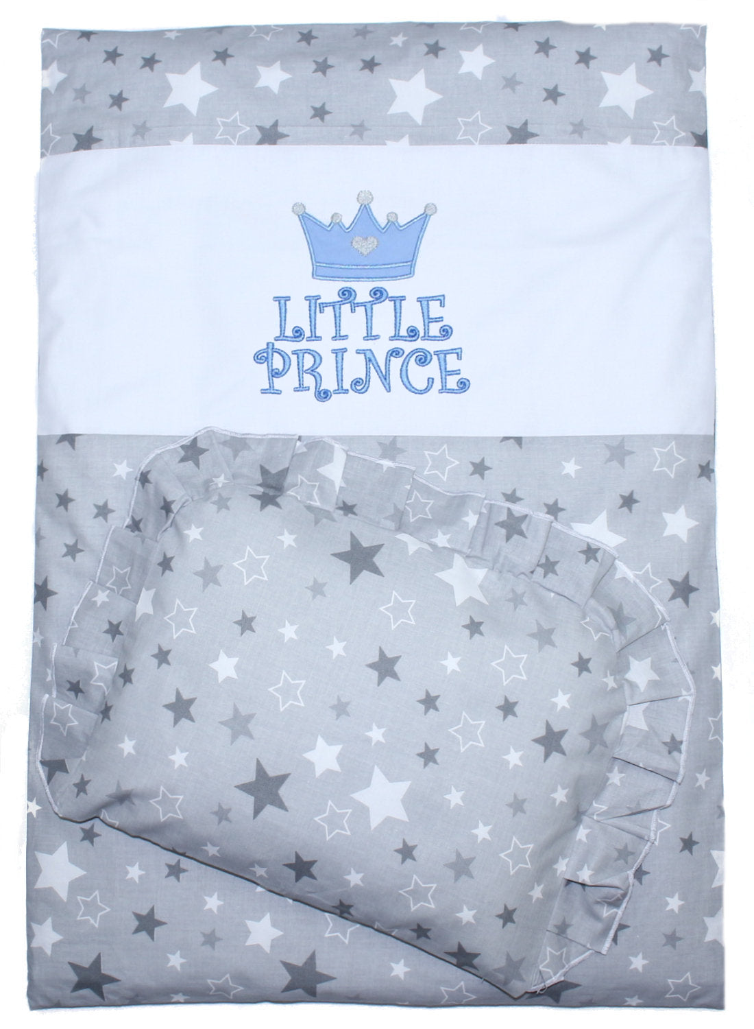 2-4 tlg Kinderwagenset - Prince - Star Dunkel - Bettwäsche für Kinderwagen Bezüge Decke Kissen