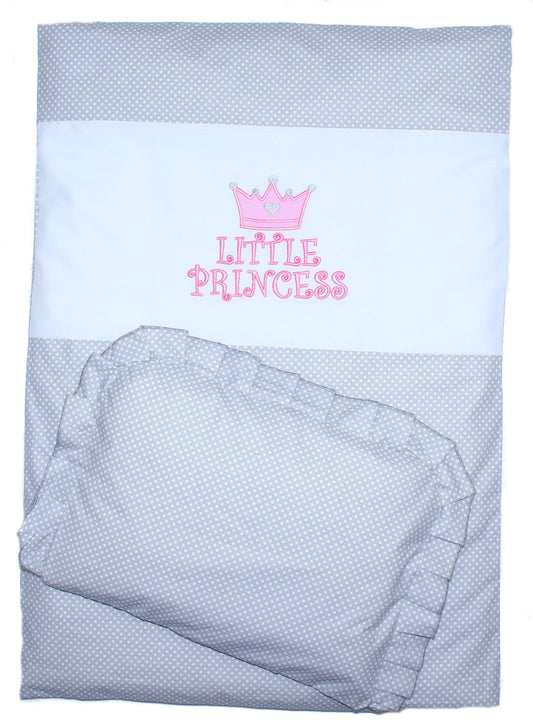 2-4 tlg Kinderwagenset - Princess - Punkten Grau - Bettwäsche für Kinderwagen Bezüge Decke Kissen