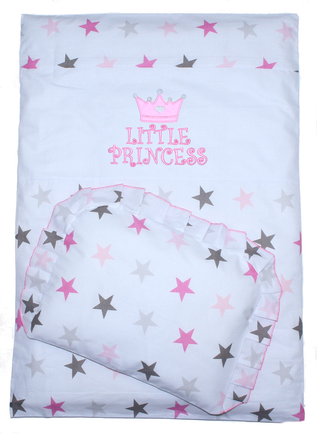 2-4 tlg Kinderwagenset - Princess - Star Rosa - Bettwäsche für Kinderwagen Bezüge Decke Kissen