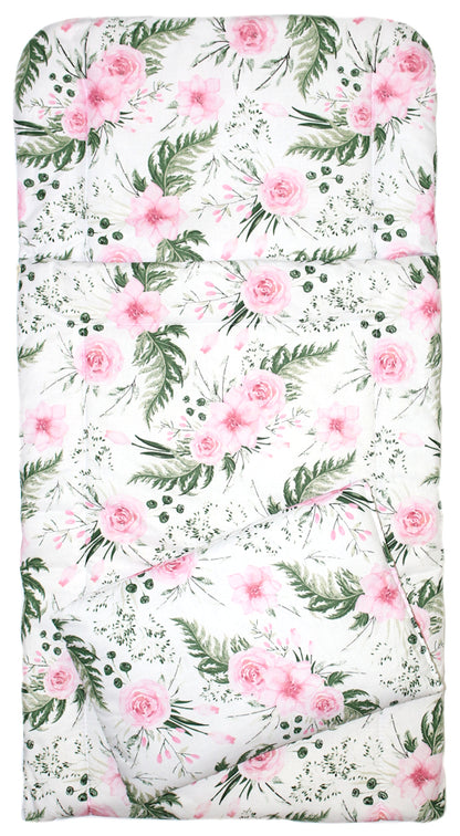 4 TLG- BABY SET mit Schlafsack - Flowers - für Beistellbett 40x90cm