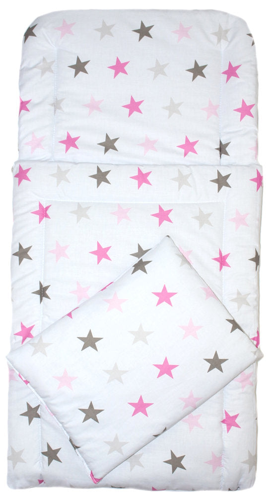 4 TLG- BABY SET mit Schlafsack - Star in Rosa - für Beistellbett 40x90cm