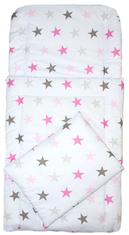 4 TLG- BABY SET mit Schlafsack - Star in Rosa - für Beistellbett 40x90cm