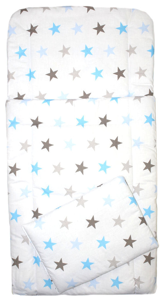 4 TLG- BABY SET mit Schlafsack - Star in Blau - für Beistellbett 40x90cm