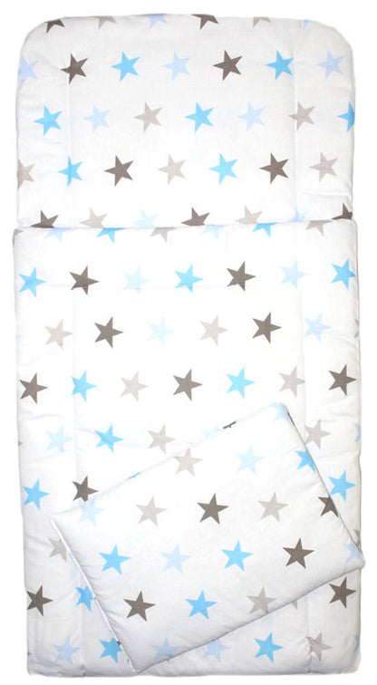 4 TLG- BABY SET mit Schlafsack - Star in Blau - für Beistellbett 40x90cm