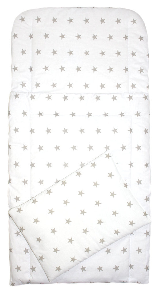 4 TLG- BABY SET mit Schlafsack - Sternchen auf Weiß - für Beistellbett 40x90cm
