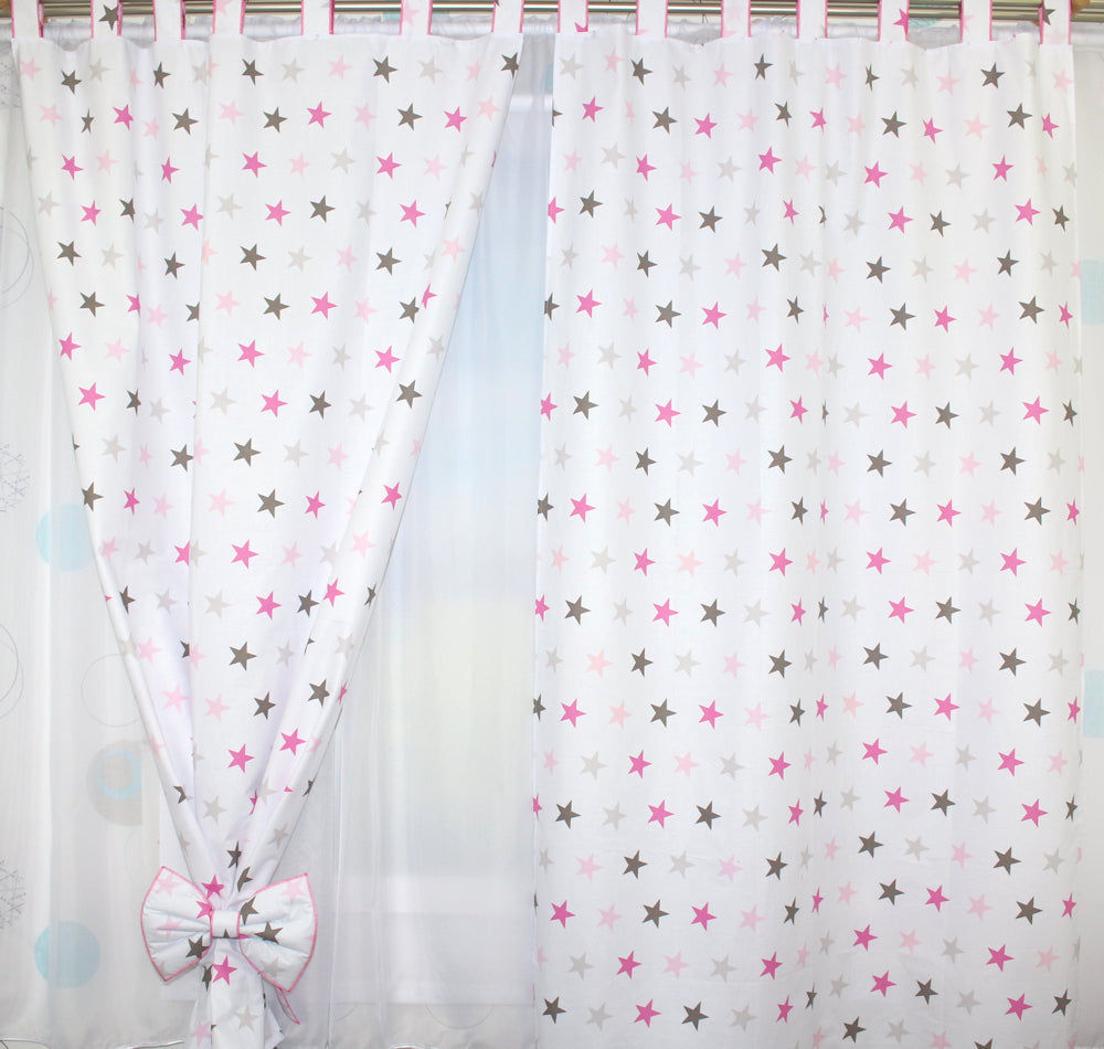 Vorhänge mit Schlaufen Kinderzimmer Gardinen - Star in Rosa