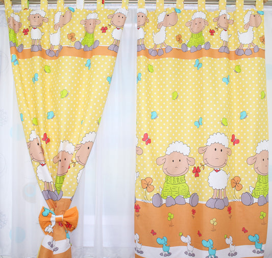 Vorhänge mit Schlaufen Kinderzimmer Gardinen - Schaf in Gelb