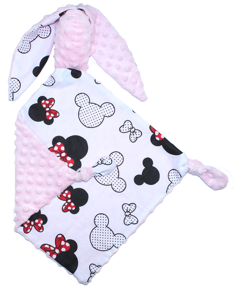 Schmusetuch Minky - Hase mit Namen - Minnie +Rosa Schnuffeltuch