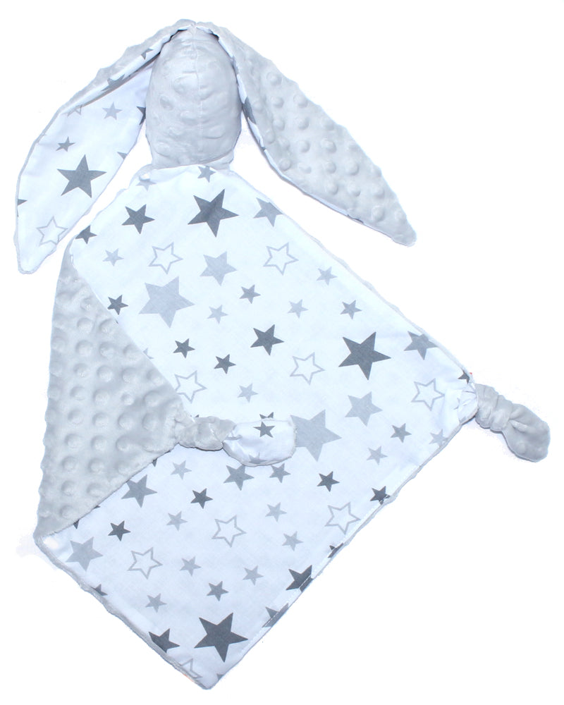 Schmusetuch Minky - Hase mit Namen - Star Hell  + Grau Schnuffeltuch