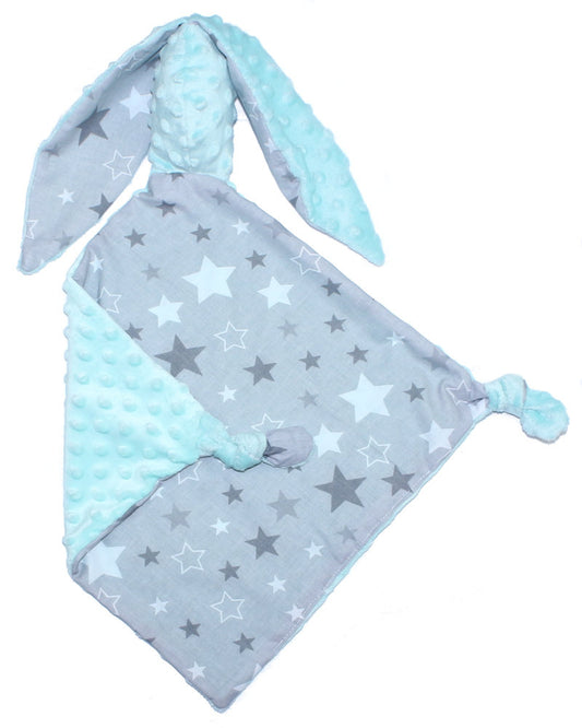 Schmusetuch Minky - Hase mit Namen - Star Dunkel + Minze - Schnuffeltuch