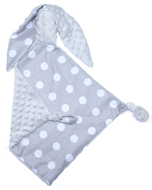 Schmusetuch Minky - Hase mit Namen - Drops + Grau - Schnuffeltuch