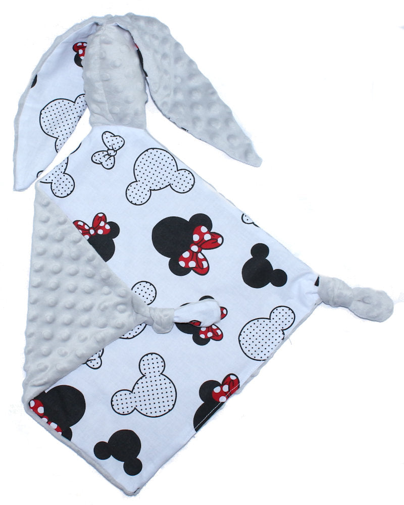 Schmusetuch Minky - Hase mit Namen - Minnie + Grau - Schnuffeltuch