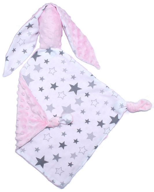 Schmusetuch Minky - Hase mit Namen - Star Hell + Rosa- Schnuffeltuch