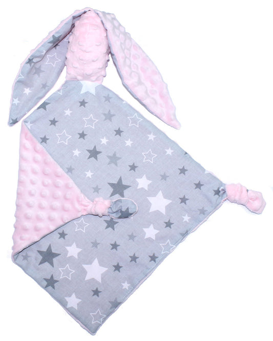Schmusetuch Minky - Star Dunkel + Rosa- Schnuffeltuch