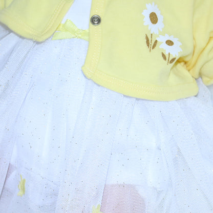 Baby Mädchen Body Kleid mit Tutu und Bolero in Gelb
