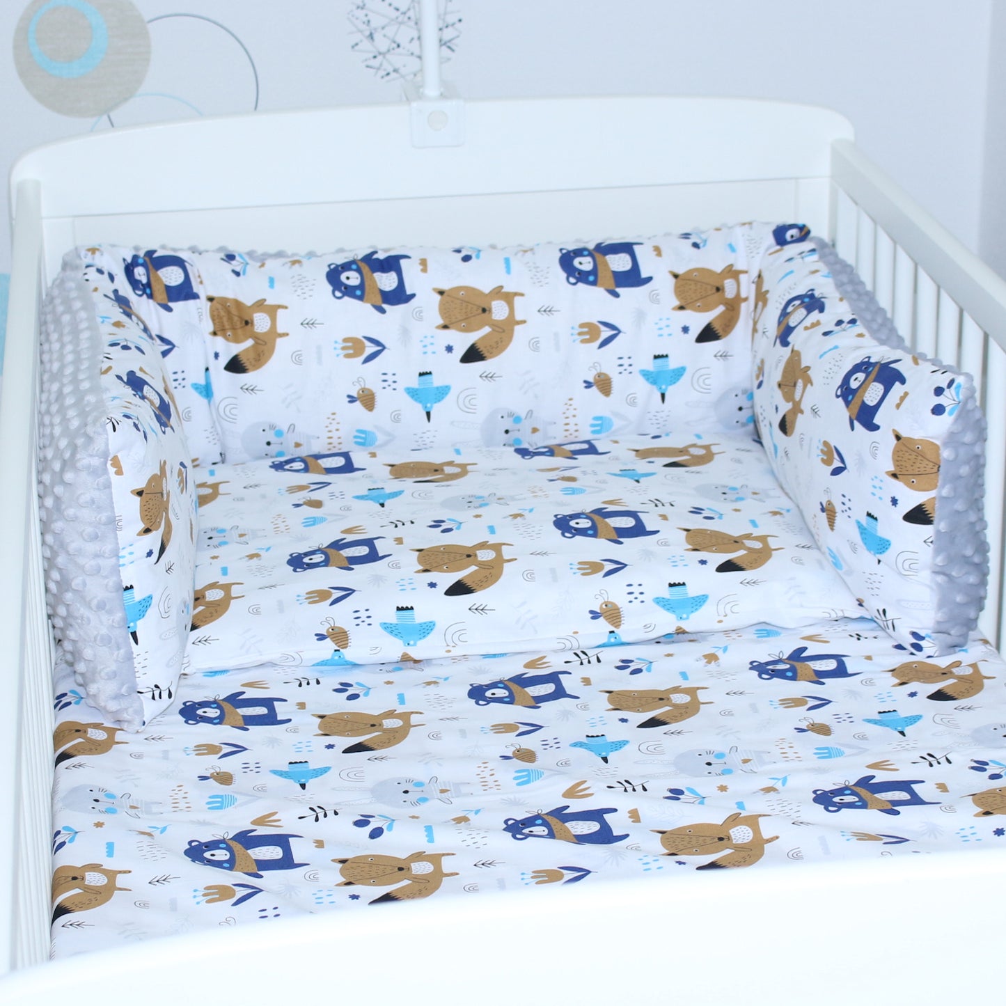 Bettschlange MINKY - Boho + Grau - Bettrolle Nestchen  Nackenrolle