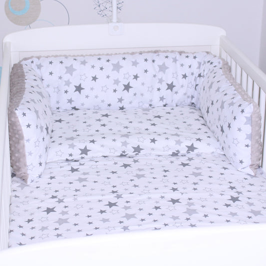 Bettschlange MINKY - Star Hell + Grau - Bettrolle Nestchen  Nackenrolle
