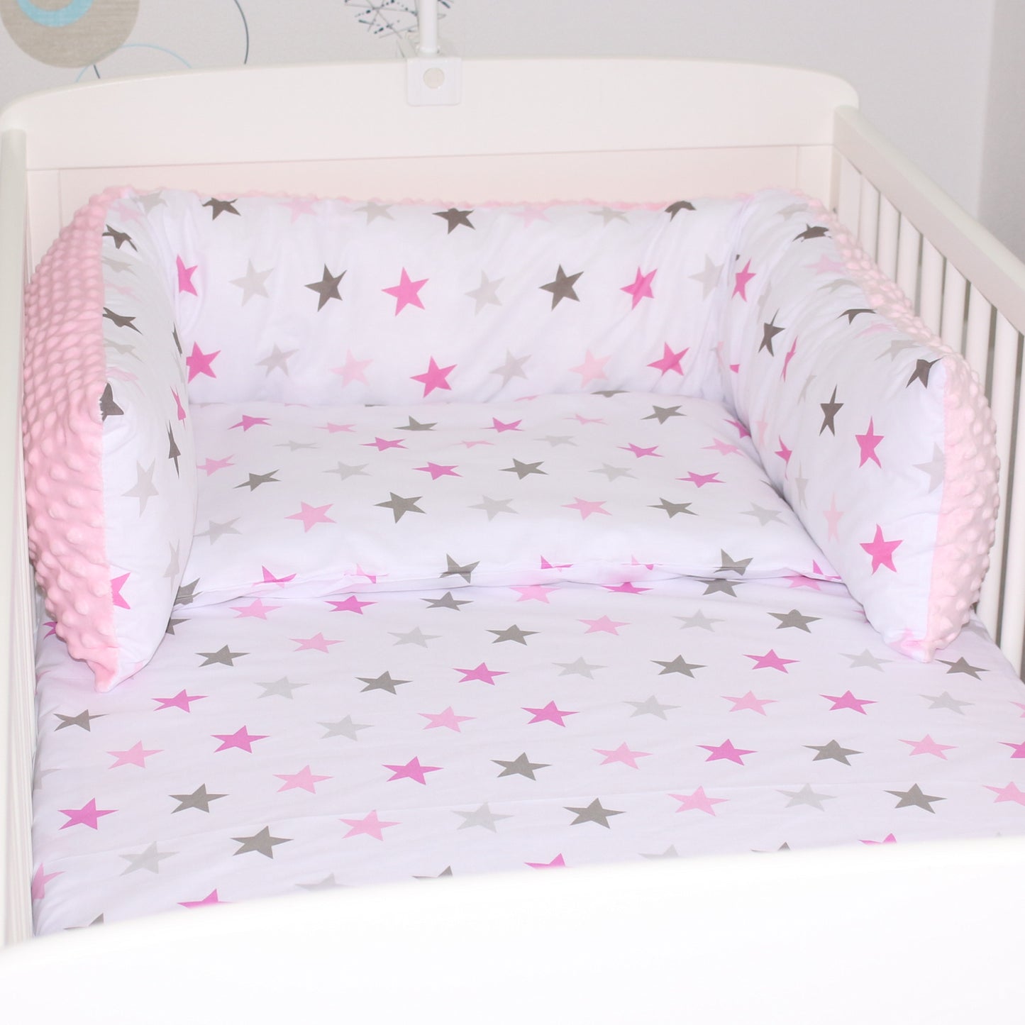 Bettschlange MINKY - Star Rosa + Rosa - Bettrolle Nestchen  Nackenrolle