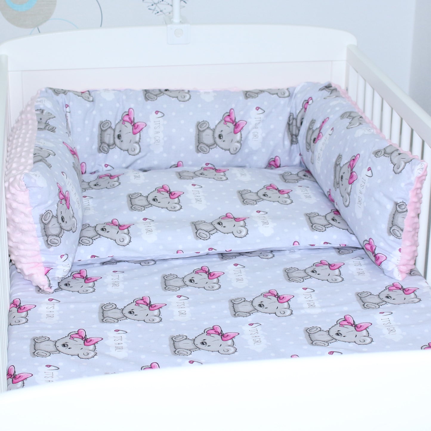 Bettschlange MINKY - Girl Bärchen + Rosa - Bettrolle Nestchen  Nackenrolle