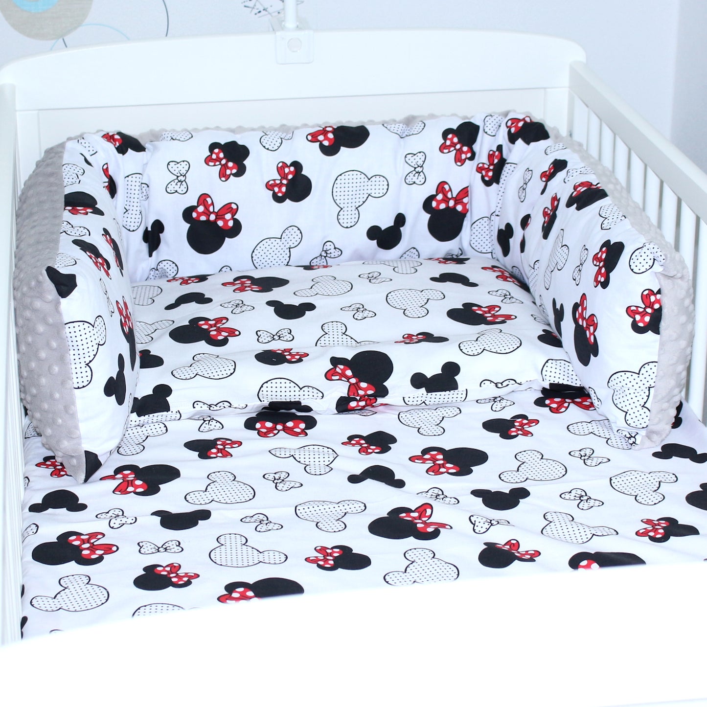 Bettschlange MINKY - Minnie + Grau - Bettrolle Nestchen  Nackenrolle