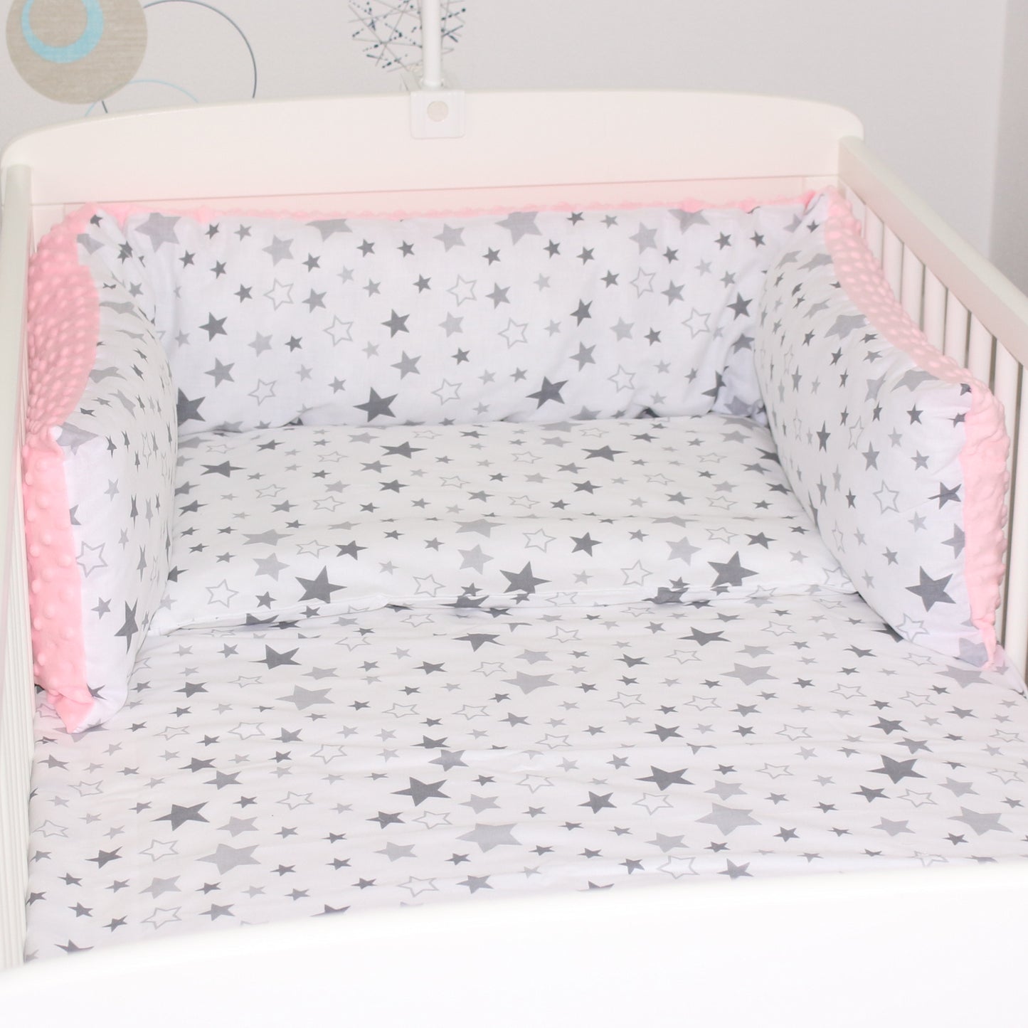 Bettschlange MINKY - Star Hell + Rosa - Bettrolle Nestchen  Nackenrolle