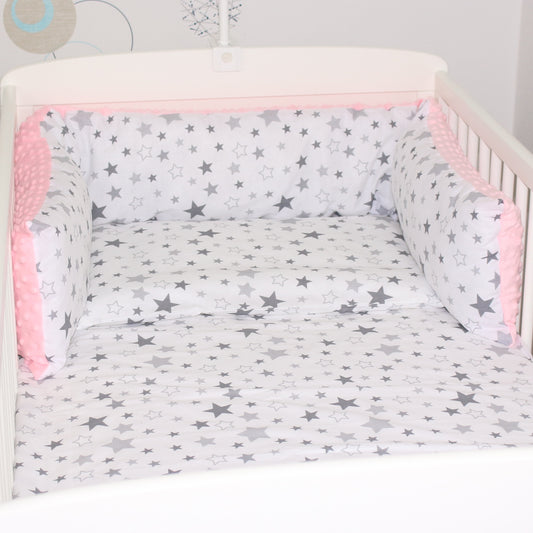 Bettschlange MINKY - Star Hell + Rosa - Bettrolle Nestchen  Nackenrolle