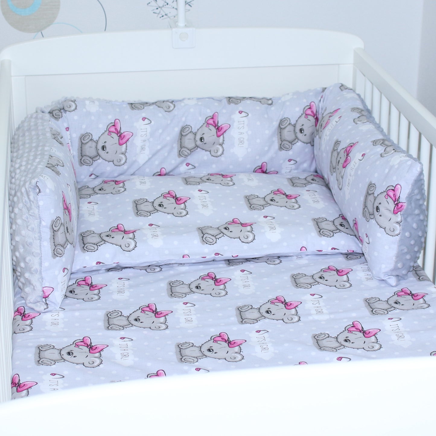 Bettschlange MINKY - Girl Bärchen + Grau - Bettrolle Nestchen  Nackenrolle