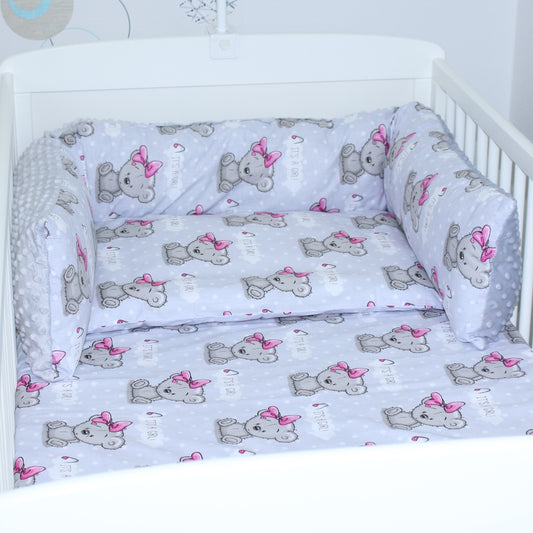Bettschlange MINKY - Girl Bärchen + Grau - Bettrolle Nestchen  Nackenrolle