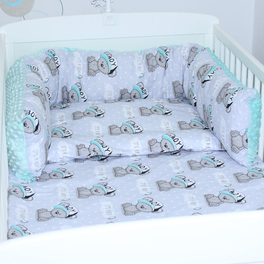 Bettschlange MINKY - Boy Bärchen + Minze - Bettrolle Nestchen  Nackenrolle
