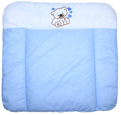 Baby Bettset - Bärchen mit Herzen Blau - mit Applikation Vollstoff Himmel Bettwäsche Set