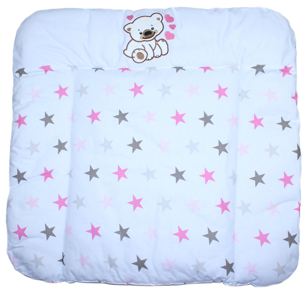 Bettset - Bärchen mit Herzen Star Rosa - mit Applikation Vollstoff Himmel Bettwäsche Set