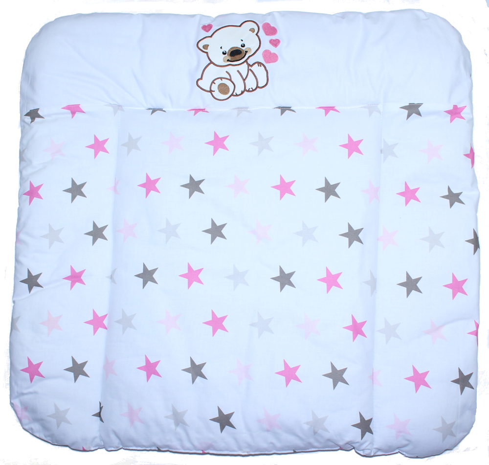 Wickelauflage mit Applikation - Bärchen mit Herzen Star Rosa