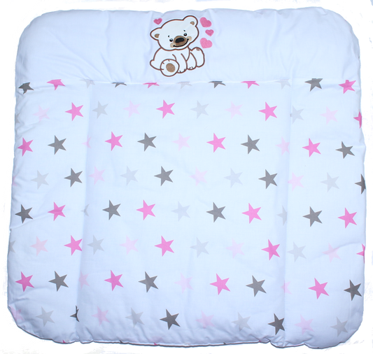 Wickelauflage mit Applikation - Bärchen mit Herzen Star Rosa