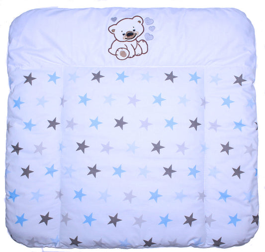 Wickelauflage mit Applikation - Bärchen mit Herzen Star Blau