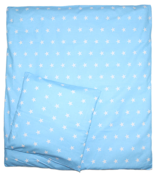 2-4 teiliges Bettwäsche Set - Sternchen auf Blau - 70x78 cm für Wiege Beistellbett Kinderwagen