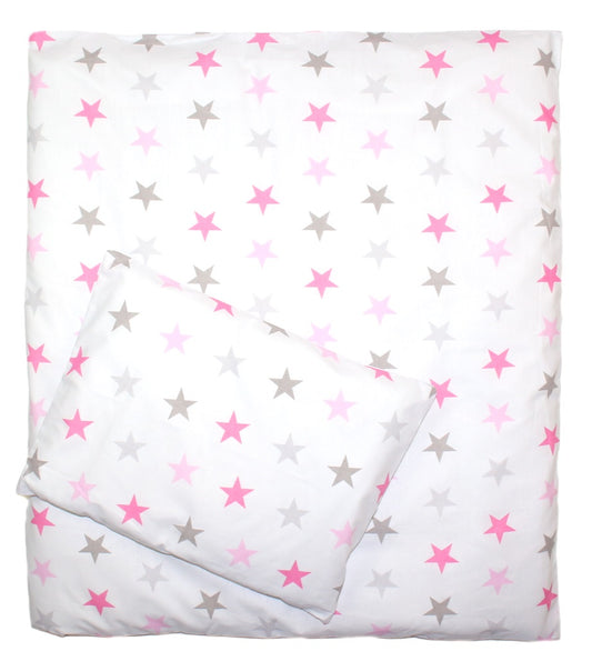 2-4 teiliges Bettwäsche Set - Star in Rosa - 70x78 cm für Wiege Beistellbett Kinderwagen