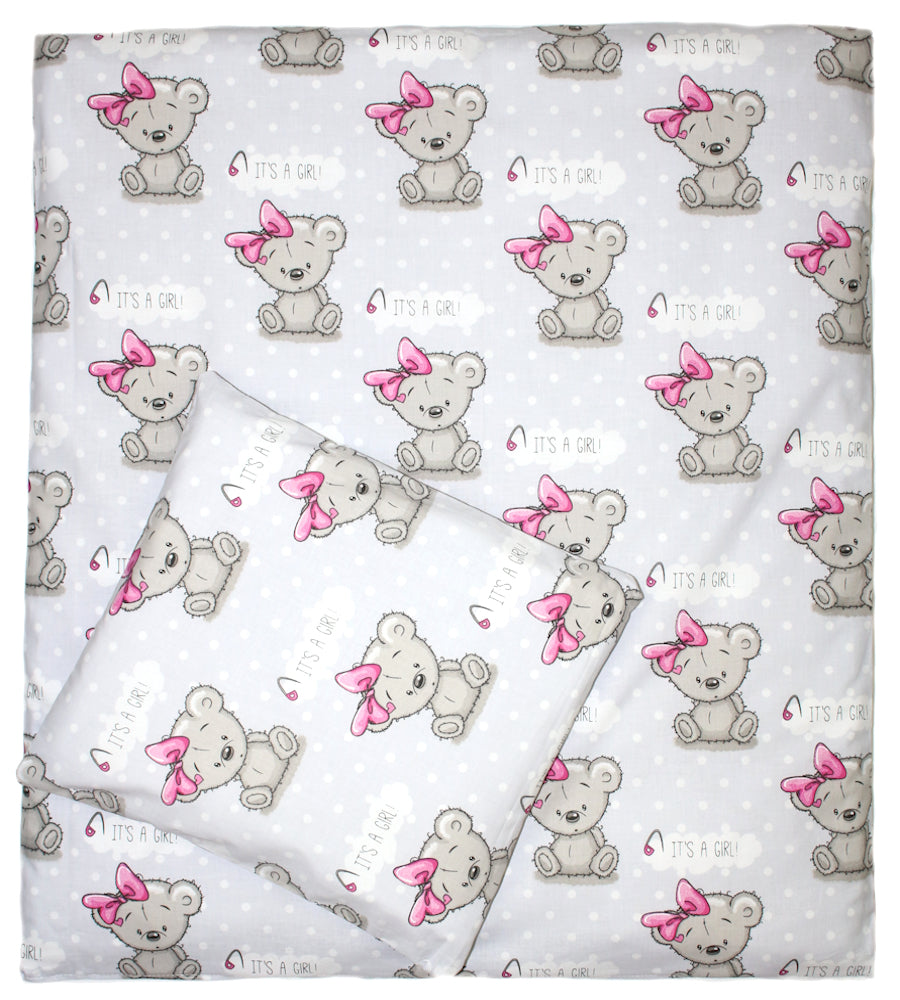 2-4 teiliges Bettwäsche Set - Girl - 70x78 cm für Wiege Beistellbett Kinderwagen