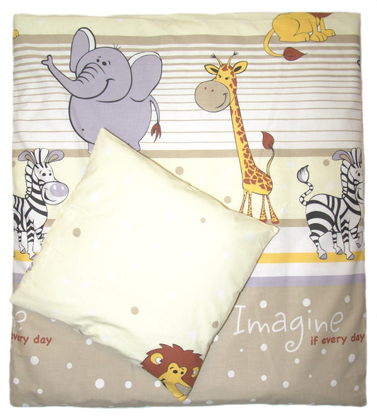 2-4 teiliges Bettwäsche Set - Safari in Beige - 70x78 cm für Wiege Beistellbett Kinderwagen