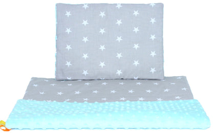 Kokon Baby Minky Nestchen - Sternchen auf Grau+Minze - 2-seitig Kuschelnest Reisebett